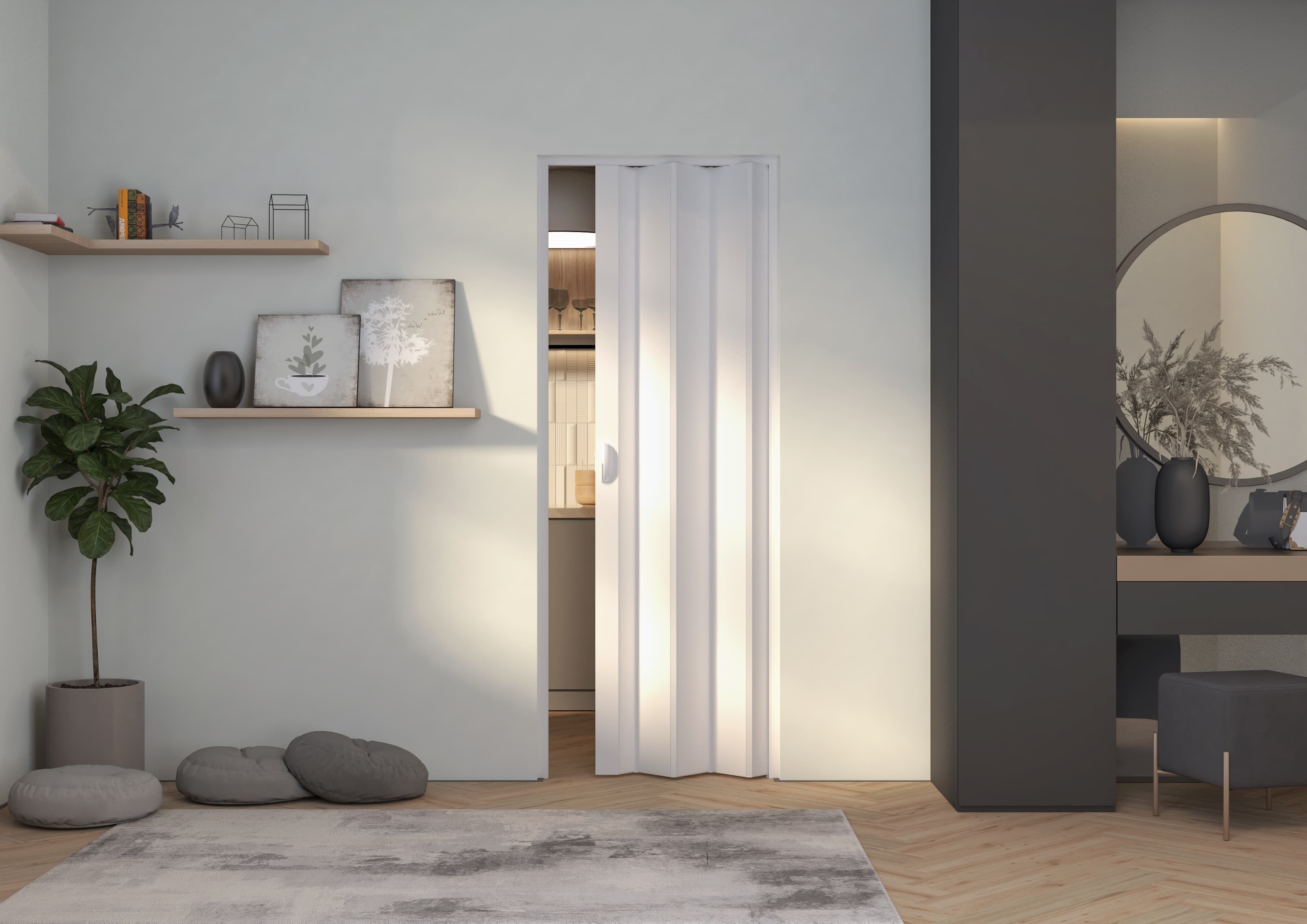 Meubel bij klanten thuis: Witte vouwdeur Adam Groot